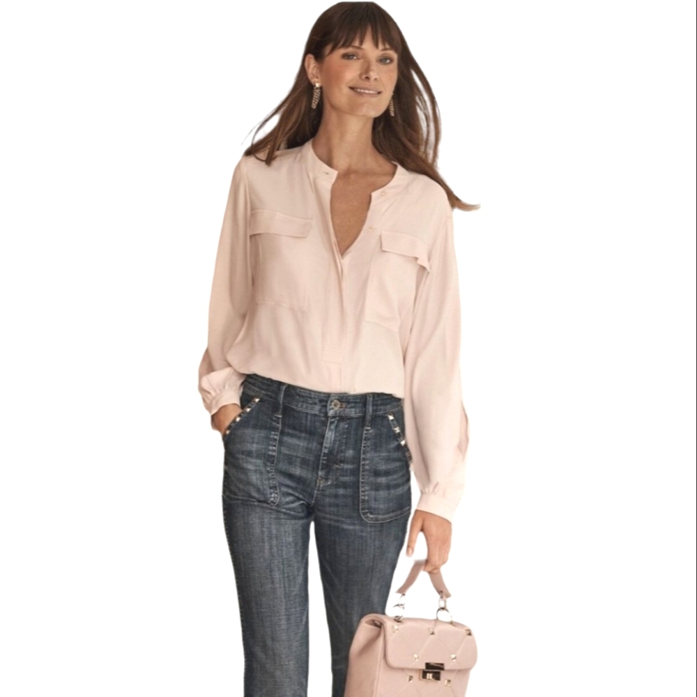 WHBM Pink Long Sleeve Soft Shirt